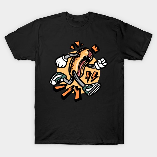 Cartoon Angry Hot Dog T-Shirt by Dojaja